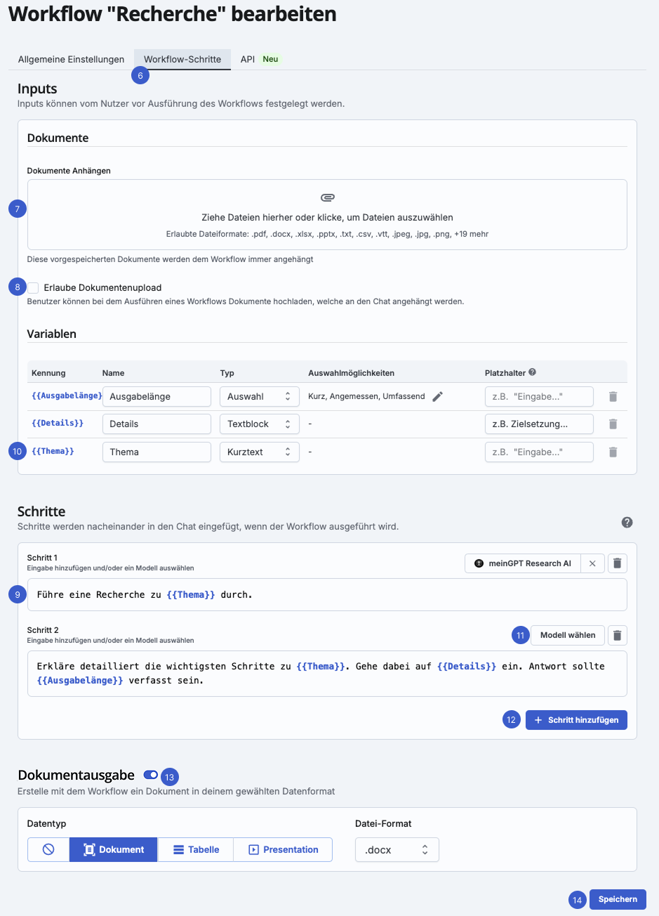 Definierung des Workflows